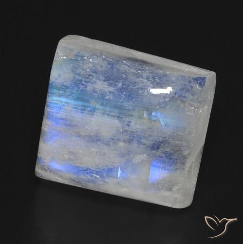 Pedra da Lua Arco-Íris Branco azulado Natural 12.07ct, baguete, Transparente
