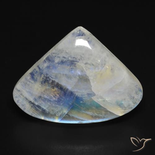 16.04ct Natural Branco azulado Pedra da Lua Arco-Íris, Formato de pêra, Transparente