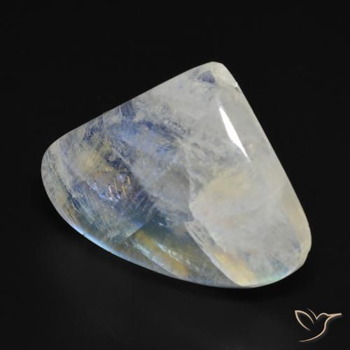 Pedra da Lua Arco-Íris Branco azulado Natural 16.04ct, Formato de pêra, Transparente