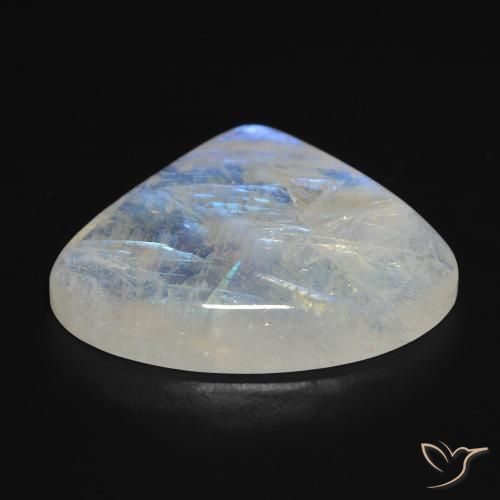 Pedra da Lua Arco-Íris Branco azulado Natural 16.04ct, Formato de pêra, Transparente