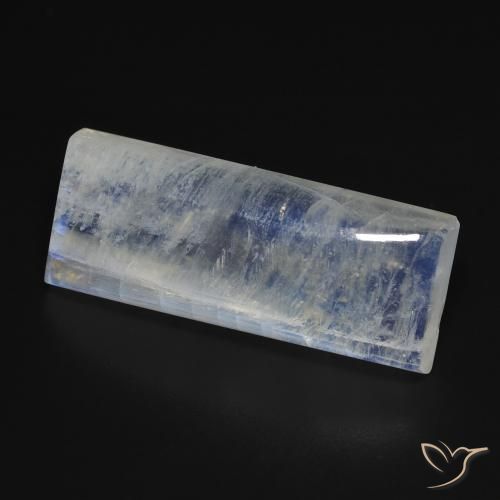 Pedra da Lua Arco-Íris Branco azulado Natural 13.71ct, baguete, Transparente