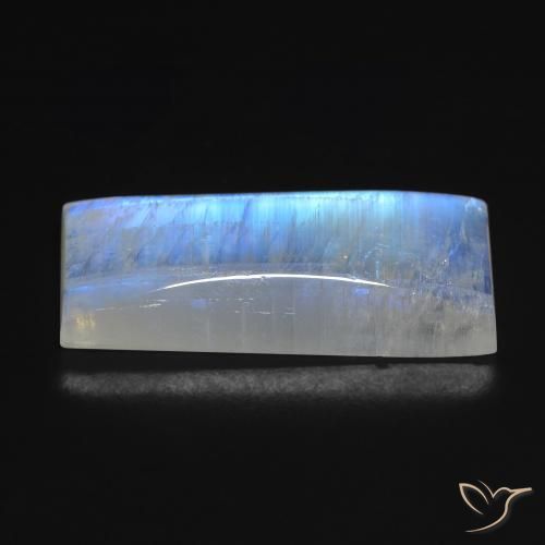 Pedra da Lua Arco-Íris Branco azulado Natural 13.71ct, baguete, Transparente