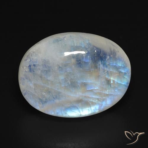 15.57ct Natural Branco azulado Pedra da Lua Arco-Íris, oval, Transparente