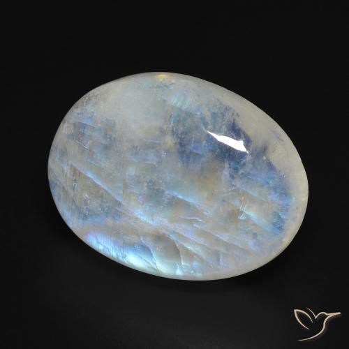 Pedra da Lua Arco-Íris Branco azulado Natural 15.57ct, oval, Transparente
