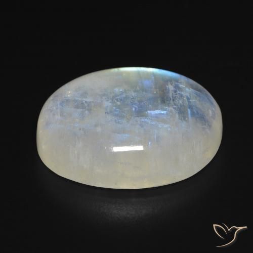 Pedra da Lua Arco-Íris Branco azulado Natural 15.57ct, oval, Transparente