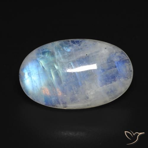 13.28ct Natural Branco azulado Pedra da Lua Arco-Íris, oval, Transparente