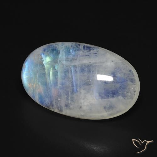 Pedra da Lua Arco-Íris Branco azulado Natural 13.28ct, oval, Transparente