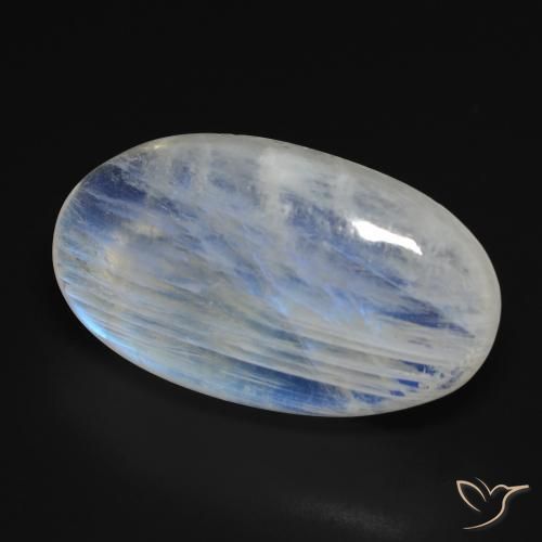 Pedra da Lua Arco-Íris Branco azulado Natural 25.43ct, oval, Transparente
