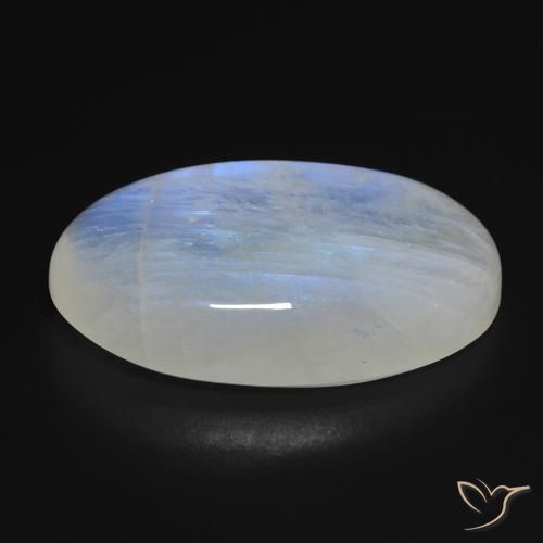 Pedra da Lua Arco-Íris Branco azulado Natural 25.43ct, oval, Transparente