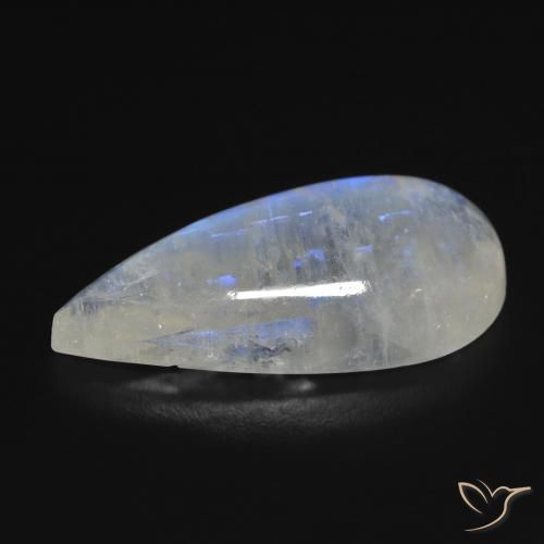 Pedra da Lua Arco-Íris Branco azulado Natural 10.97ct, Formato de pêra, Transparente