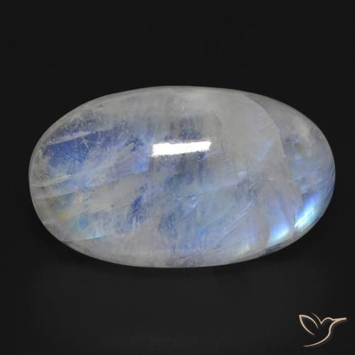 17.81ct Natural Branco azulado Pedra da Lua Arco-Íris, oval, Transparente