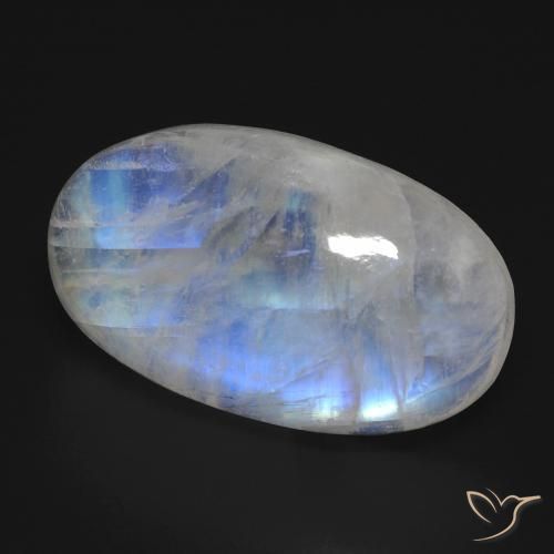 Pedra da Lua Arco-Íris Branco azulado Natural 17.81ct, oval, Transparente