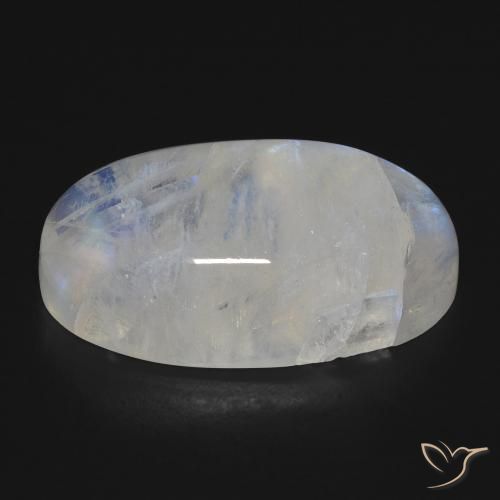 Pedra da Lua Arco-Íris Branco azulado Natural 17.81ct, oval, Transparente