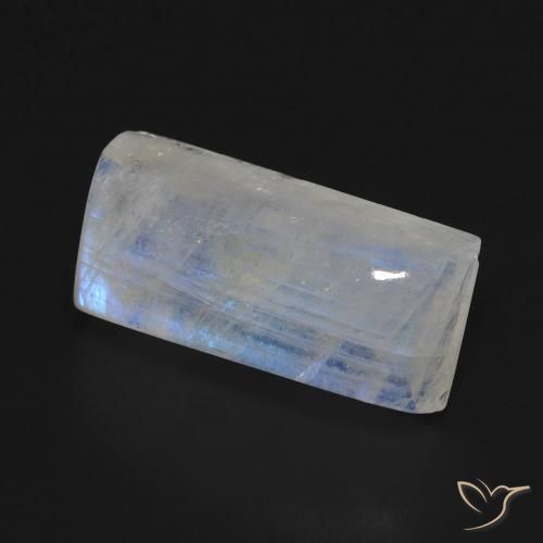 Pedra da Lua Arco-Íris Branco azulado Natural 7.29ct, baguete, Transparente