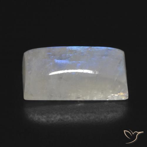 Pedra da Lua Arco-Íris Branco azulado Natural 7.29ct, baguete, Transparente