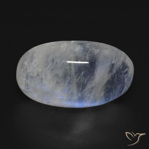12.73ct Natural Branco azulado Pedra da Lua Arco-Íris, oval, Transparente