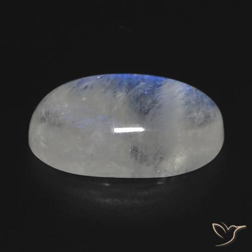 Pedra da Lua Arco-Íris Branco azulado Natural 12.73ct, oval, Transparente