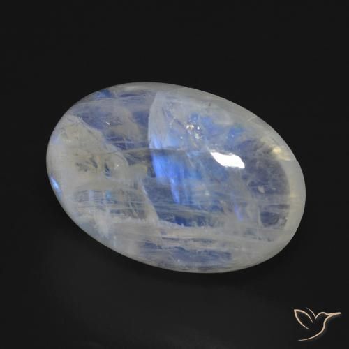 Pedra da Lua Arco-Íris Branco azulado Natural 17.11ct, oval, Transparente