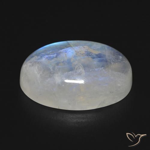Pedra da Lua Arco-Íris Branco azulado Natural 17.11ct, oval, Transparente