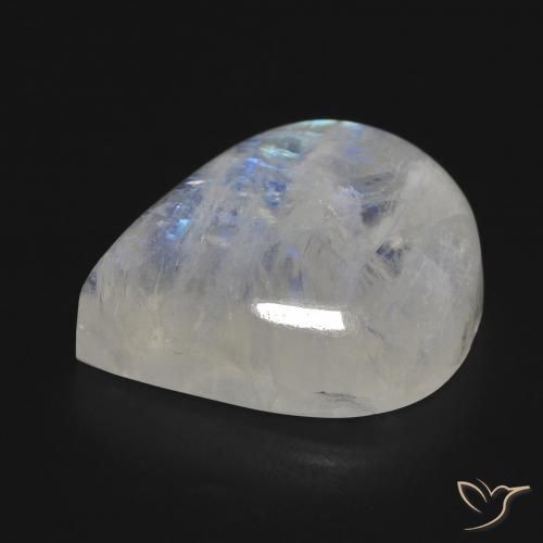 Pedra da Lua Arco-Íris Branco azulado Natural 16.02ct, Formato de pêra, Transparente