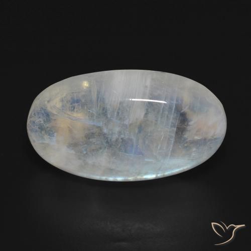 16.54ct Natural Branco azulado Pedra da Lua Arco-Íris, oval, Opaco