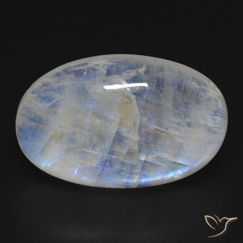 25.56ct Natural Branco azulado Pedra da Lua Arco-Íris, oval, Transparente