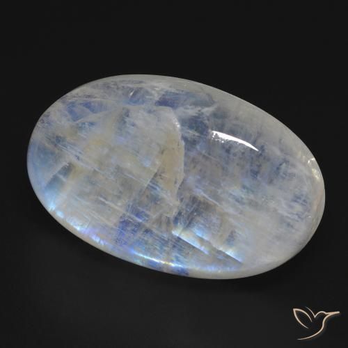 Pedra da Lua Arco-Íris Branco azulado Natural 25.56ct, oval, Transparente