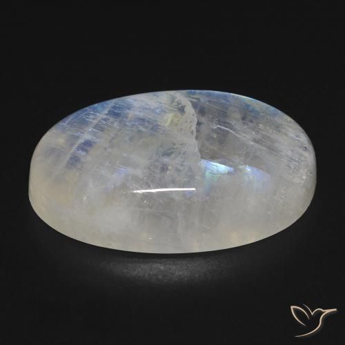 Pedra da Lua Arco-Íris Branco azulado Natural 25.56ct, oval, Transparente