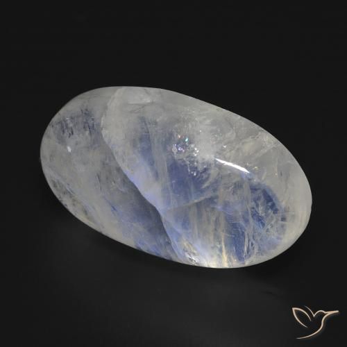 Pedra da Lua Arco-Íris Branco azulado Natural 20.08ct, oval, Transparente