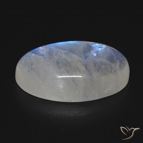 Pedra da Lua Arco-Íris Branco azulado Natural 20.08ct, oval, Transparente