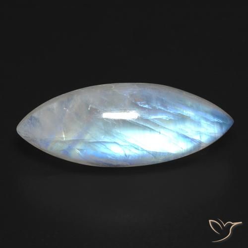12.33ct Natural Branco azulado Pedra da Lua Arco-Íris, Marquesa, Transparente