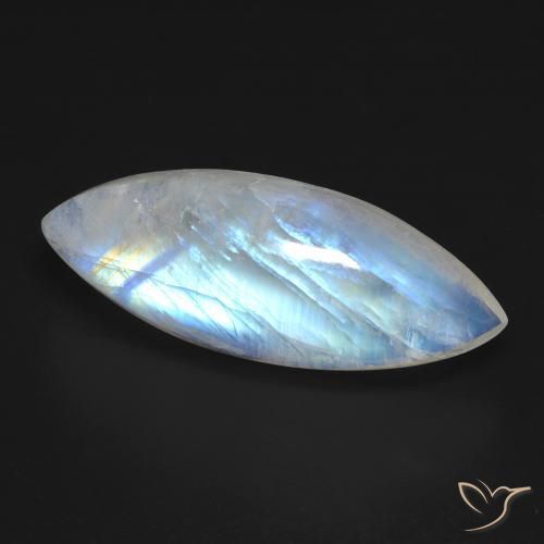 Pedra da Lua Arco-Íris Branco azulado Natural 12.33ct, Marquesa, Transparente