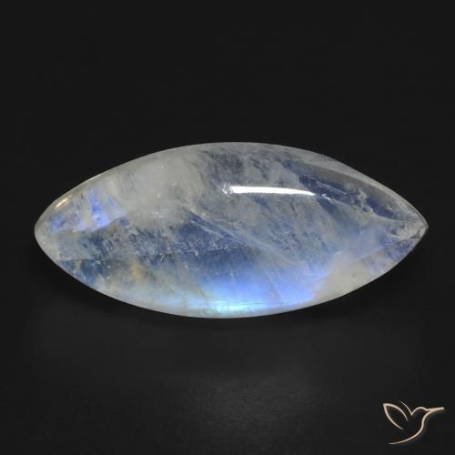 9.62ct Natural Branco azulado Pedra da Lua Arco-Íris, Marquesa, Transparente