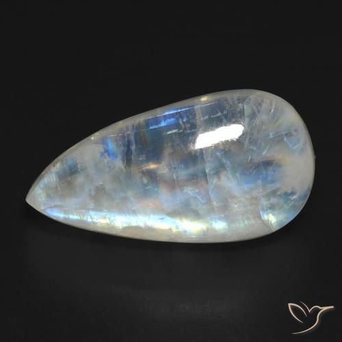 16.67ct Natural Branco azulado Pedra da Lua Arco-Íris, Formato de pêra, Transparente