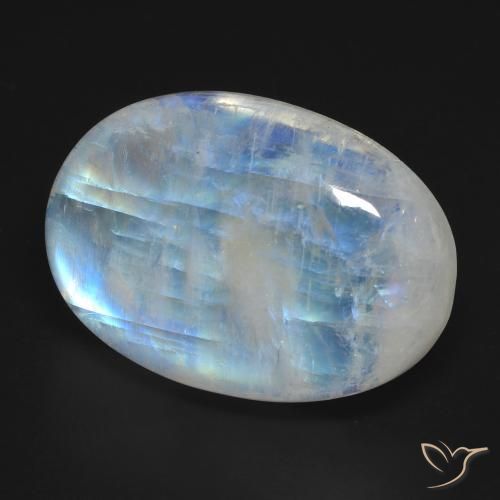Pedra da Lua Arco-Íris Branco azulado Natural 25.97ct, oval, Translúcido