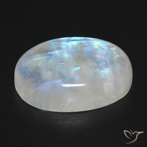 Pedra da Lua Arco-Íris Branco azulado Natural 25.97ct, oval, Translúcido
