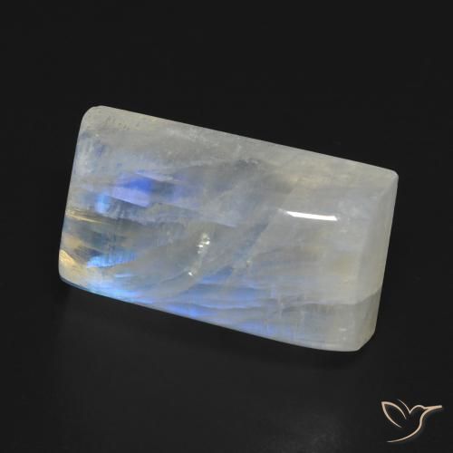Pedra da Lua Arco-Íris Branco azulado Natural 14.72ct, baguete, Transparente