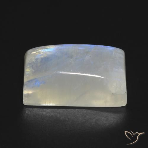Pedra da Lua Arco-Íris Branco azulado Natural 14.72ct, baguete, Transparente