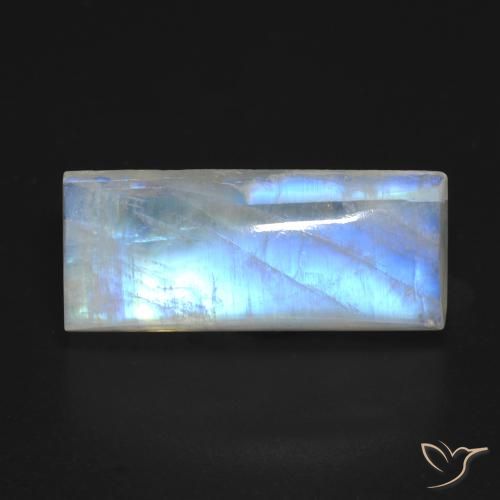 9.46ct Natural Branco azulado Pedra da Lua Arco-Íris, baguete, Transparente