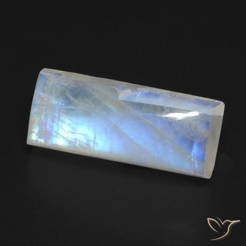 Pedra da Lua Arco-Íris Branco azulado Natural 9.46ct, baguete, Transparente