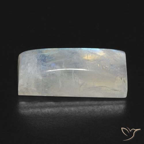 Pedra da Lua Arco-Íris Branco azulado Natural 9.46ct, baguete, Transparente
