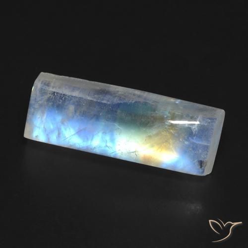 Pedra da Lua Arco-Íris Branco azulado Natural 6.98ct, baguete, Transparente