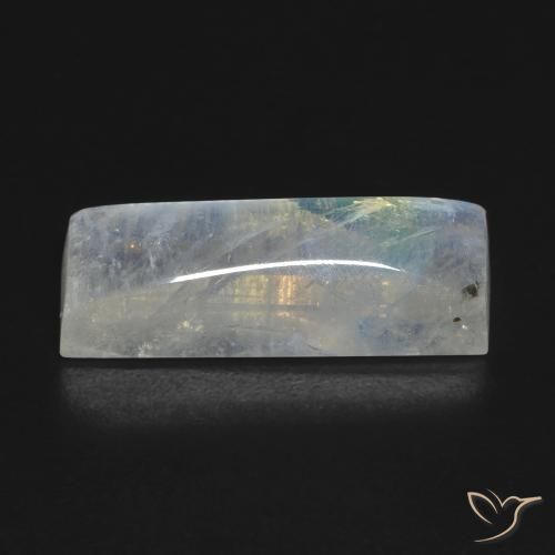 Pedra da Lua Arco-Íris Branco azulado Natural 6.98ct, baguete, Transparente