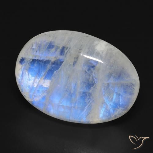 Pedra da Lua Arco-Íris Branco azulado Natural 17.74ct, oval, Transparente