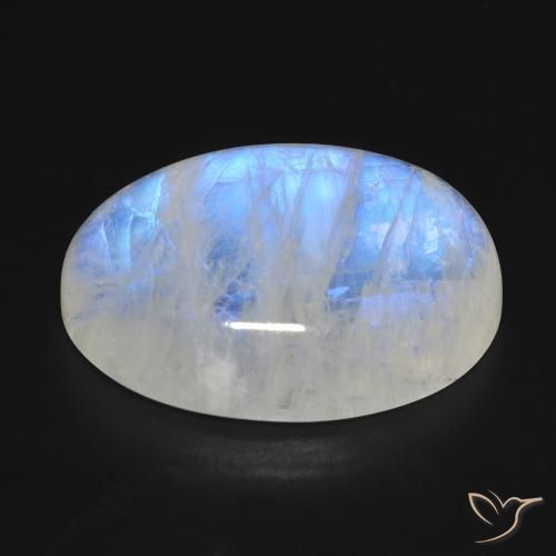 Pedra da Lua Arco-Íris Branco azulado Natural 17.74ct, oval, Transparente