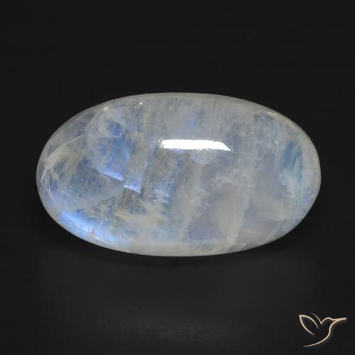 16.25ct Natural Branco azulado Pedra da Lua Arco-Íris, oval, Transparente