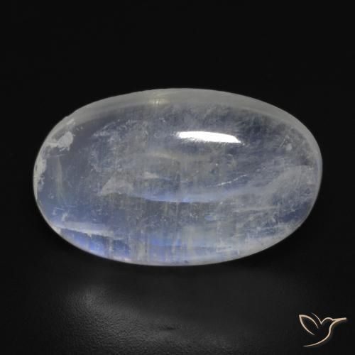 Pedra da Lua Arco-Íris Branco azulado Natural 11.13ct, oval, Transparente