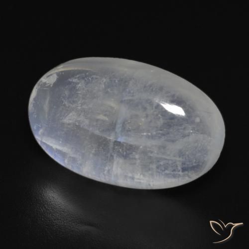 Pedra da Lua Arco-Íris Branco azulado Natural 11.13ct, oval, Transparente