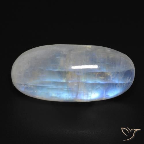 12.42ct Natural Branco azulado Pedra da Lua Arco-Íris, oval, Transparente