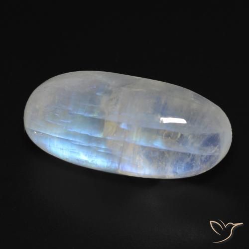 Pedra da Lua Arco-Íris Branco azulado Natural 12.42ct, oval, Transparente